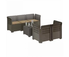 5-vietė sodo sofa su pagalvėlėmis Rataninio išvaizdos PP