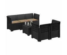 5-vietė sodo sofa su pagalvėlėmis Rataninio išvaizdos PP