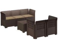 5-vietė sodo sofa su pagalvėlėmis Rataninio išvaizdos PP Ruda