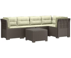 5-vietė sodo sofa su pagalvėlėmis Rataninio išvaizdos PP