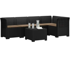 5-vietė sodo sofa su pagalvėlėmis Rataninio išvaizdos PP