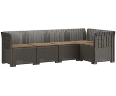 5-vietė sodo sofa su pagalvėlėmis Rataninio išvaizdos PP