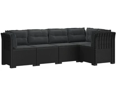 5-vietė sodo sofa su pagalvėlėmis Rataninio išvaizdos PP