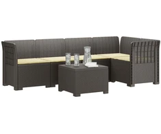 5-vietė sodo sofa su pagalvėlėmis Rataninio išvaizdos PP