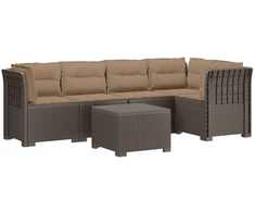 5-vietė sodo sofa su pagalvėlėmis Rataninio išvaizdos PP