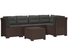 5-vietė sodo sofa su pagalvėlėmis Rataninio išvaizdos PP Ruda