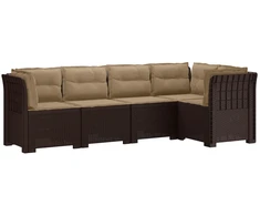 5-vietė sodo sofa su pagalvėlėmis Rataninio išvaizdos PP Ruda