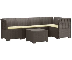5-vietė sodo sofa su pagalvėlėmis Rataninio išvaizdos PP