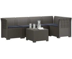 5-vietė sodo sofa su pagalvėlėmis Rataninio išvaizdos PP