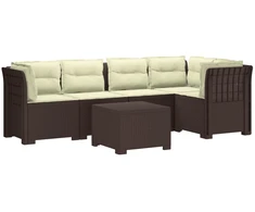 5-vietė sodo sofa su pagalvėlėmis Rataninio išvaizdos PP Ruda