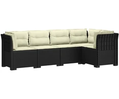 5-vietė sodo sofa su pagalvėlėmis Rataninio išvaizdos PP