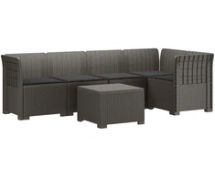 5-vietė sodo sofa su pagalvėlėmis Rataninio išvaizdos PP