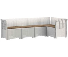 5-vietė sodo sofa su pagalvėlėmis Rataninio išvaizdos PP Balta