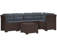 5-vietė sodo sofa su pagalvėlėmis Rataninio išvaizdos PP Ruda
