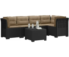 5-vietė sodo sofa su pagalvėlėmis Rataninio išvaizdos PP