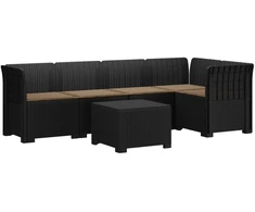 5-vietė sodo sofa su pagalvėlėmis Rataninio išvaizdos PP