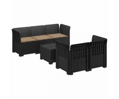5-vietė sodo sofa su pagalvėlėmis Rataninio išvaizdos PP