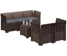 5-vietė sodo sofa su pagalvėlėmis Rataninio išvaizdos PP Ruda