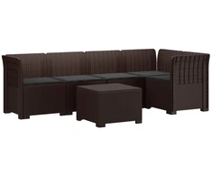 5-vietė sodo sofa su pagalvėlėmis Rataninio išvaizdos PP Ruda