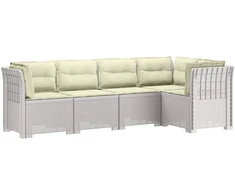 5-vietė sodo sofa su pagalvėlėmis Rataninio išvaizdos PP Balta