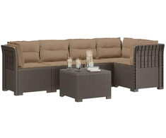 5-vietė sodo sofa su pagalvėlėmis Rataninio išvaizdos PP