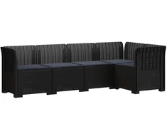 5-vietė sodo sofa su pagalvėlėmis Rataninio išvaizdos PP
