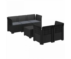 5-vietė sodo sofa su pagalvėlėmis Rataninio išvaizdos PP