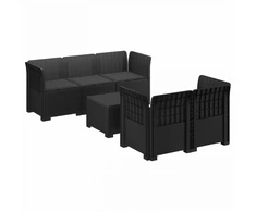 5-vietė sodo sofa su pagalvėlėmis Rataninio išvaizdos PP