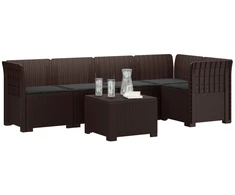 5-vietė sodo sofa su pagalvėlėmis Rataninio išvaizdos PP Ruda