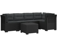 5-vietė sodo sofa su pagalvėlėmis Rataninio išvaizdos PP