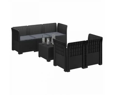 5-vietė sodo sofa su pagalvėlėmis Rataninio išvaizdos PP