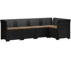 5-vietė sodo sofa su pagalvėlėmis Rataninio išvaizdos PP