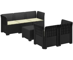 5-vietė sodo sofa su pagalvėlėmis Rataninio išvaizdos PP