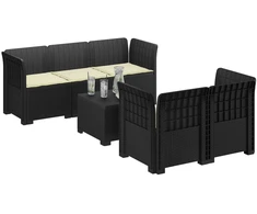 5-vietė sodo sofa su pagalvėlėmis Rataninio išvaizdos PP