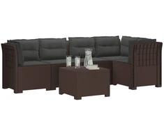 5-vietė sodo sofa su pagalvėlėmis Rataninio išvaizdos PP Ruda