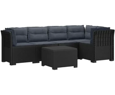 5-vietė sodo sofa su pagalvėlėmis Rataninio išvaizdos PP