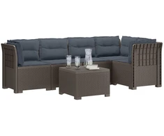 5-vietė sodo sofa su pagalvėlėmis Rataninio išvaizdos PP