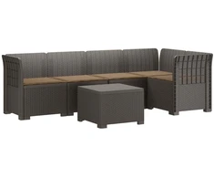 5-vietė sodo sofa su pagalvėlėmis Rataninio išvaizdos PP