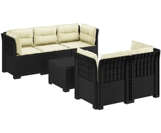 5-vietė sodo sofa su pagalvėlėmis Rataninio išvaizdos PP