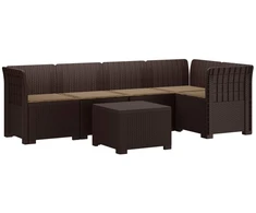 5-vietė sodo sofa su pagalvėlėmis Rataninio išvaizdos PP Ruda