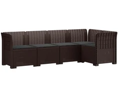 5-vietė sodo sofa su pagalvėlėmis Rataninio išvaizdos PP Ruda