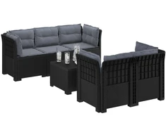 5-vietė sodo sofa su pagalvėlėmis Rataninio išvaizdos PP
