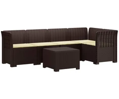 5-vietė sodo sofa su pagalvėlėmis Rataninio išvaizdos PP Ruda