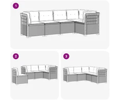 5-vietė sodo sofa su pagalvėlėmis Rataninio išvaizdos PP