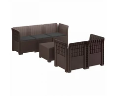 5-vietė sodo sofa su pagalvėlėmis Rataninio išvaizdos PP Ruda