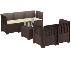 5-vietė sodo sofa su pagalvėlėmis Rataninio išvaizdos PP Ruda