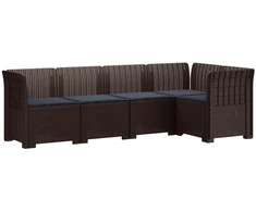 5-vietė sodo sofa su pagalvėlėmis Rataninio išvaizdos PP Ruda