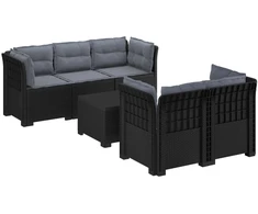 5-vietė sodo sofa su pagalvėlėmis Rataninio išvaizdos PP
