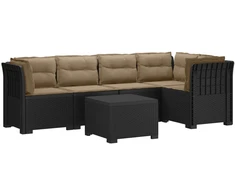 5-vietė sodo sofa su pagalvėlėmis Rataninio išvaizdos PP