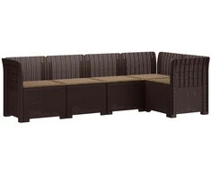 5-vietė sodo sofa su pagalvėlėmis Rataninio išvaizdos PP Ruda